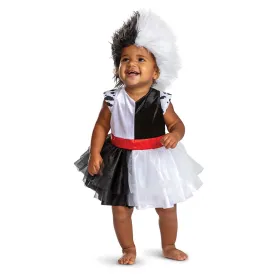 101 Dalmatians Cruella Classic Costume for Toddlers, Disney, White, Black and Red Dress