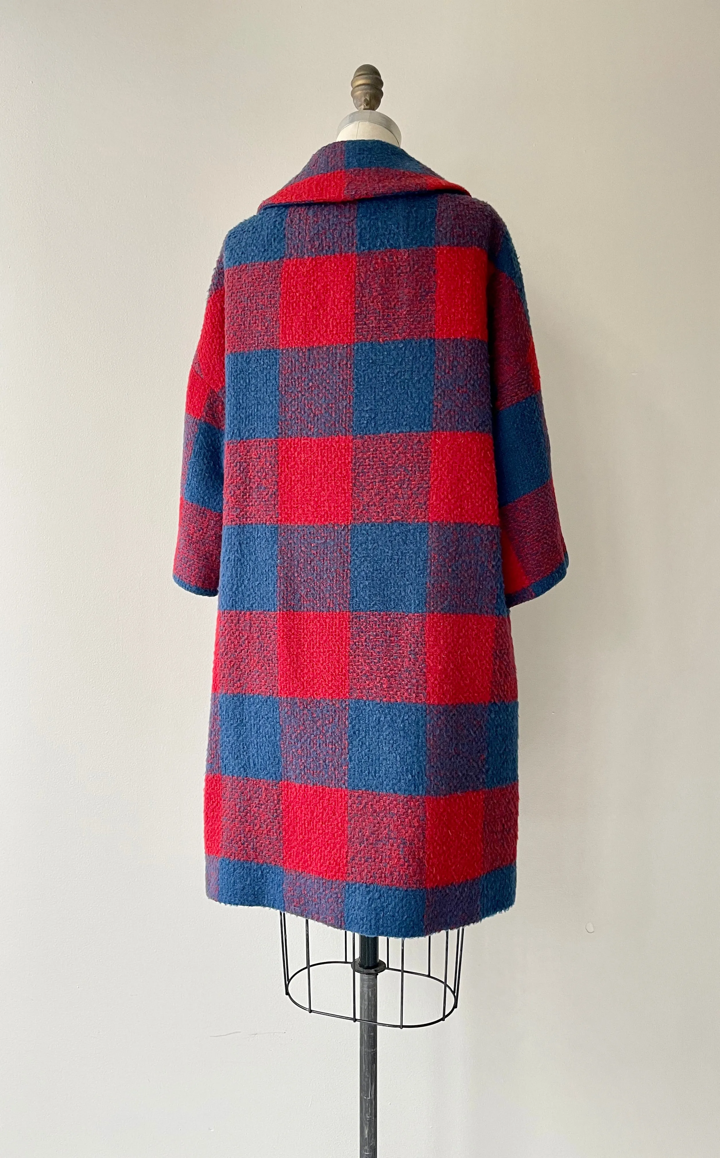 1960s Primary Plaid Wool Coat