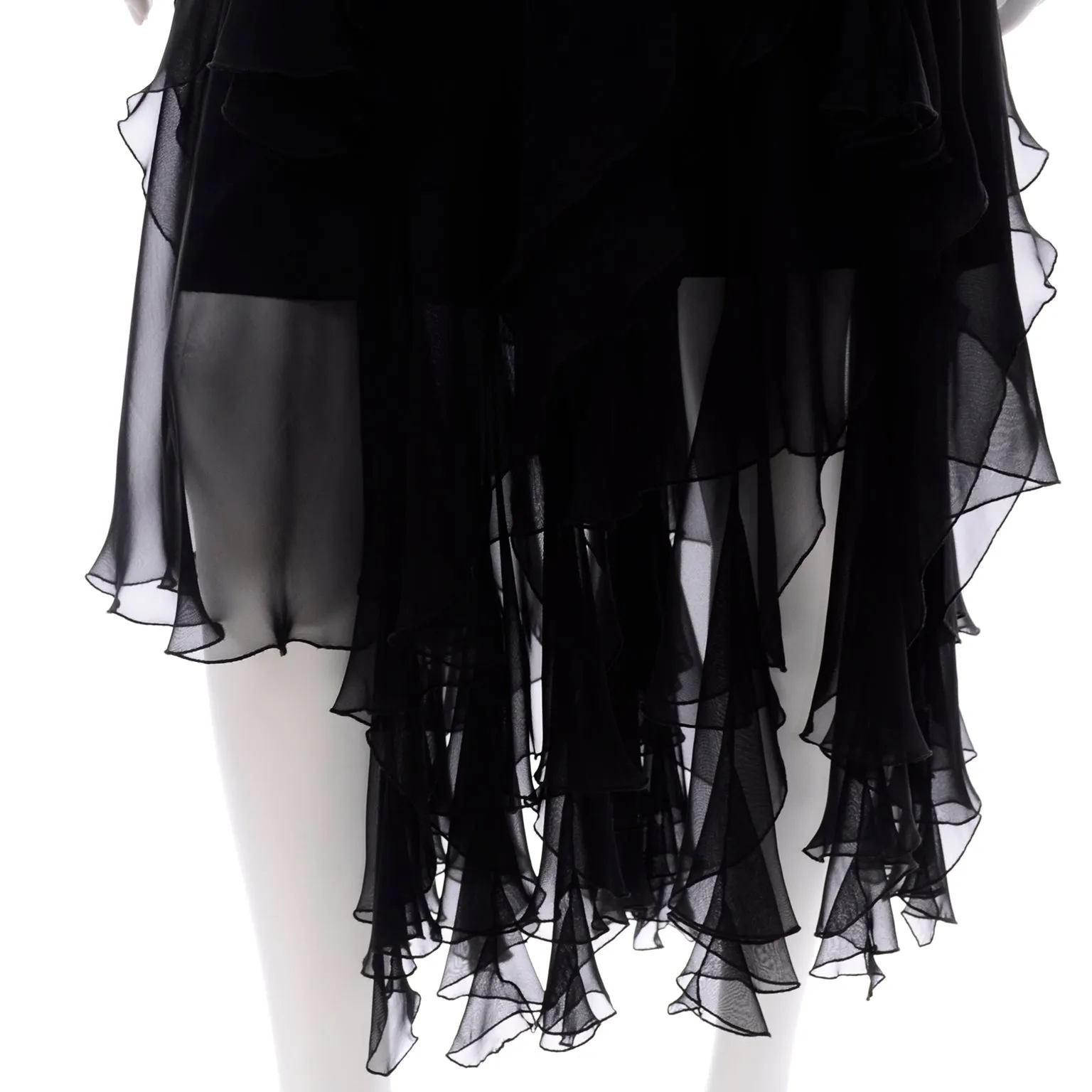 1990s Alberto Makali Vintage Sheer Black 2Pc Evening Dress