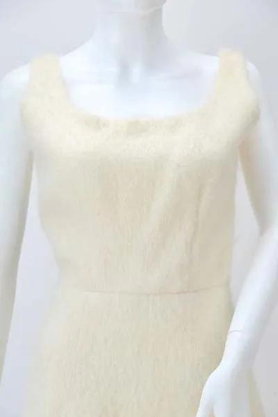 1990s Custom Winter White Mohair Dress