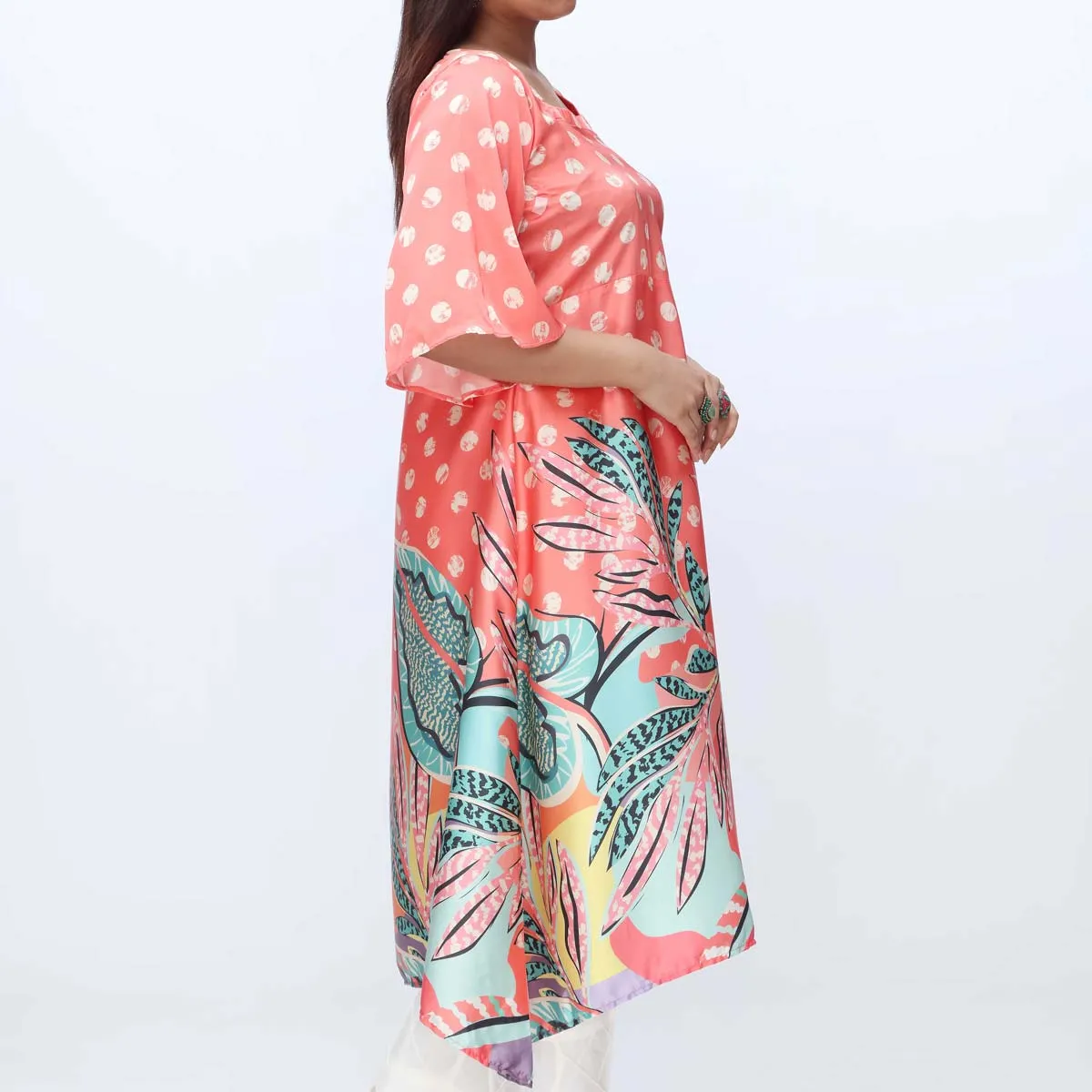 1PC-Printed Grip Silk Long Shirt PW3150