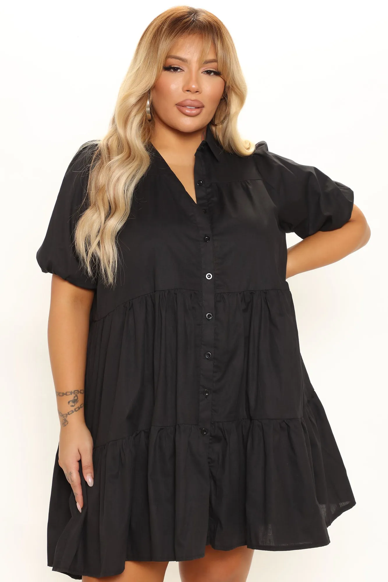 All Love Poplin Mini Dress - Black