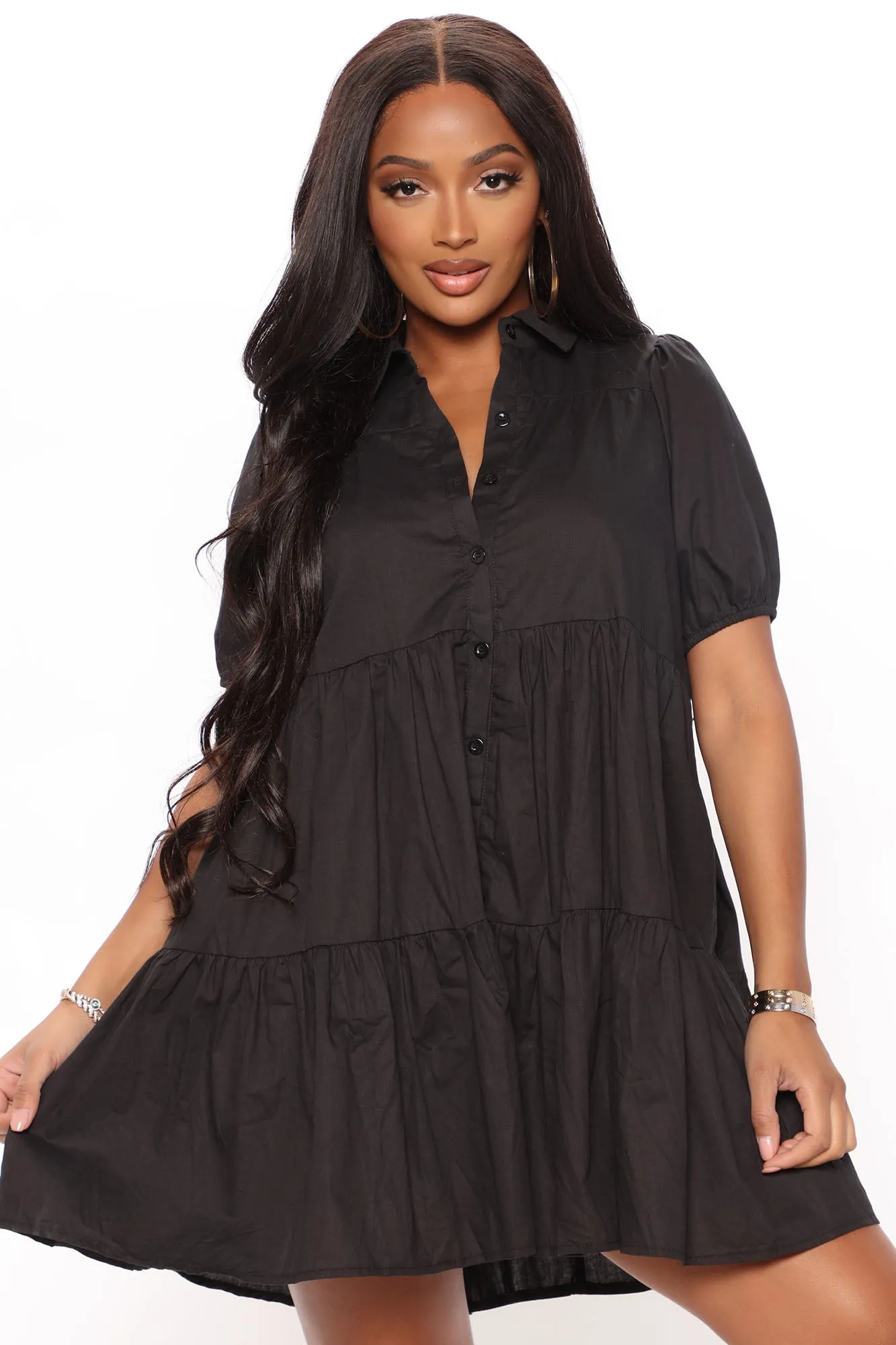 All Love Poplin Mini Dress - Black