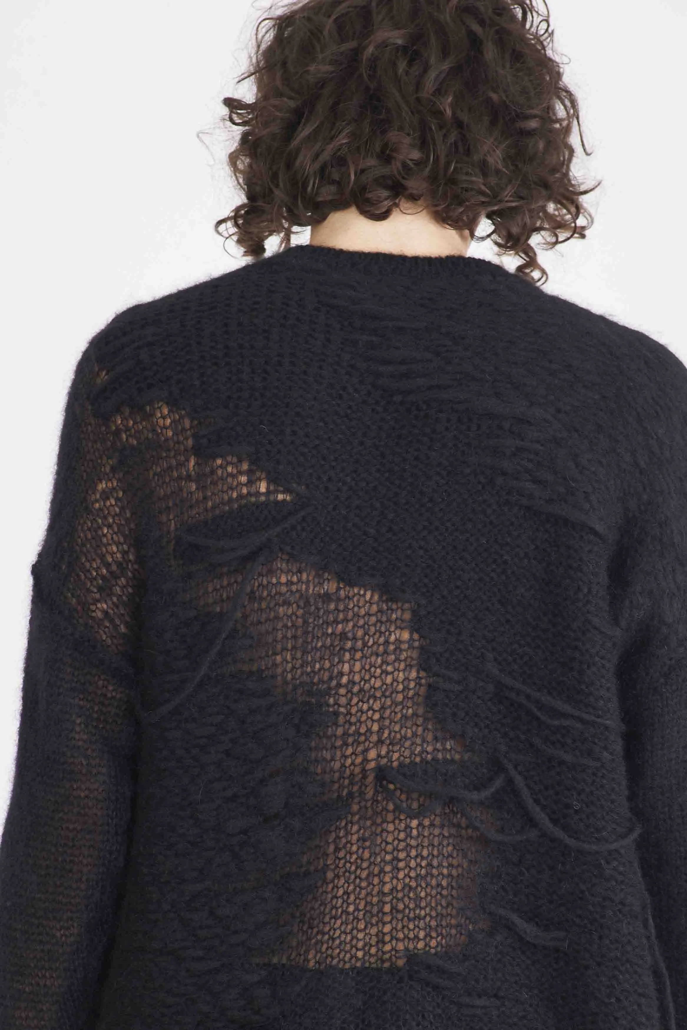 Alpaca and Mohair Crew Neck Sweater Black