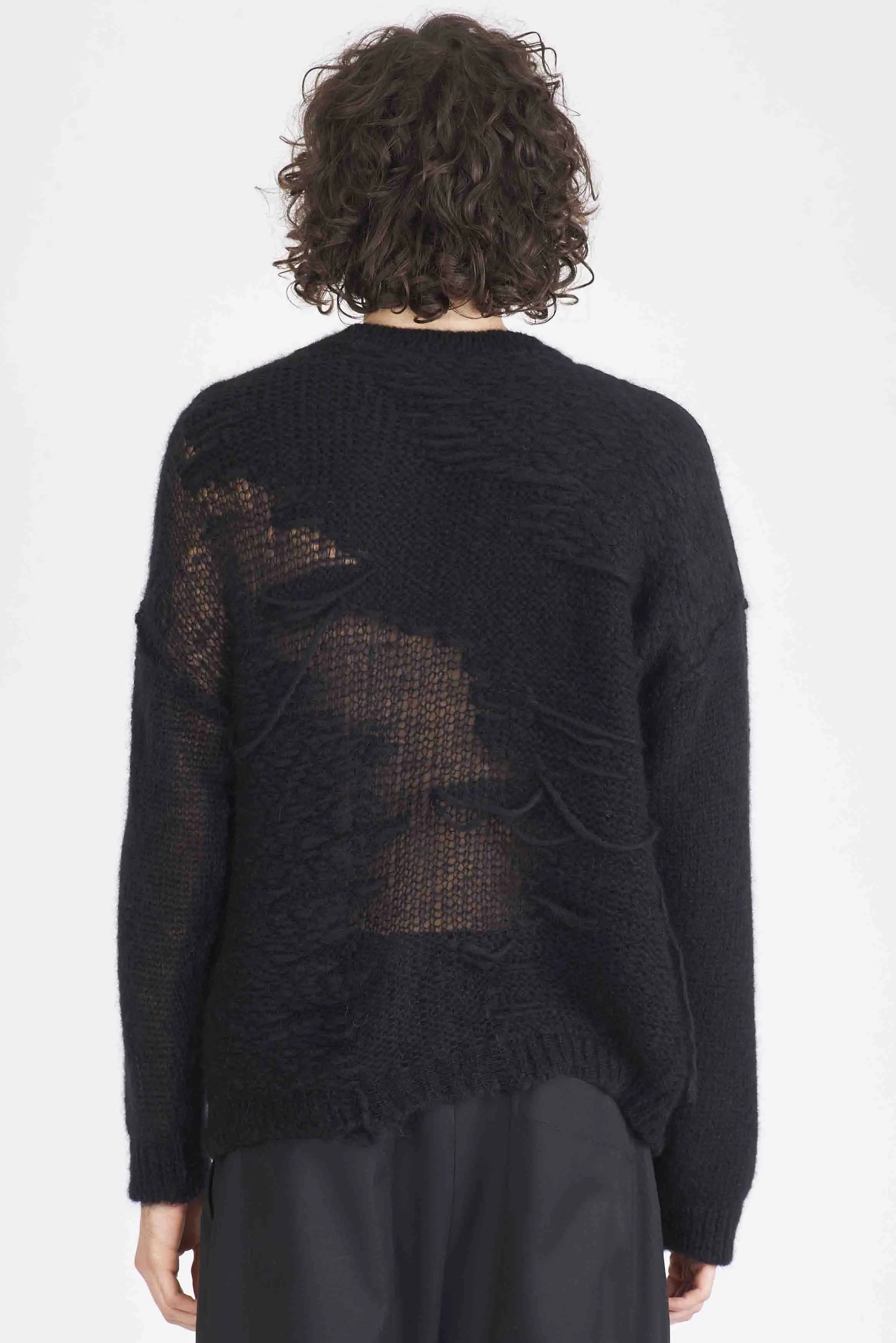 Alpaca and Mohair Crew Neck Sweater Black