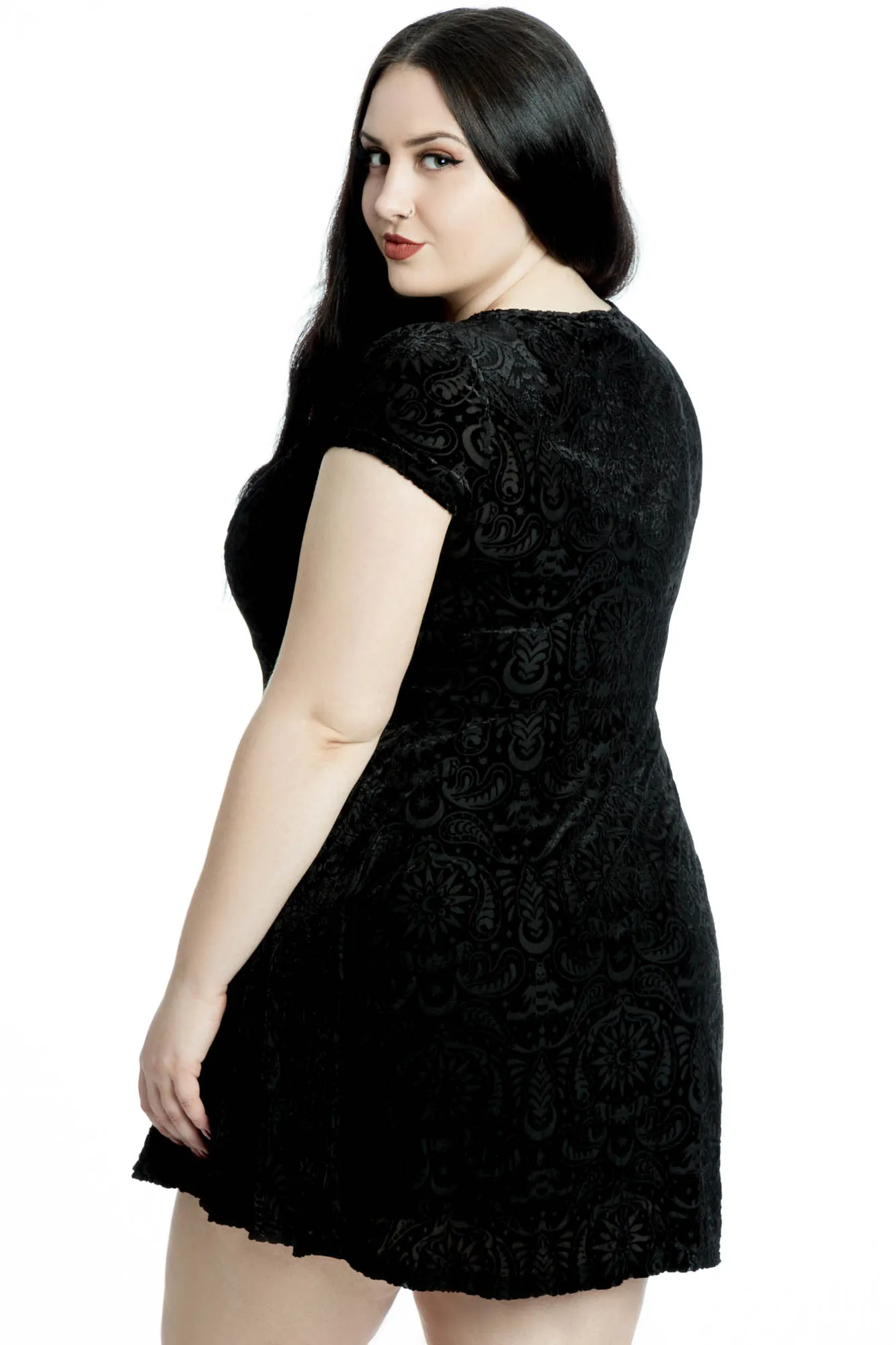 Angelyn Burnout Velvet Dress [PLUS]