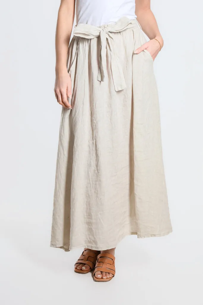 Angie A-Line Long Linen Skirt with Pockets (SL113)