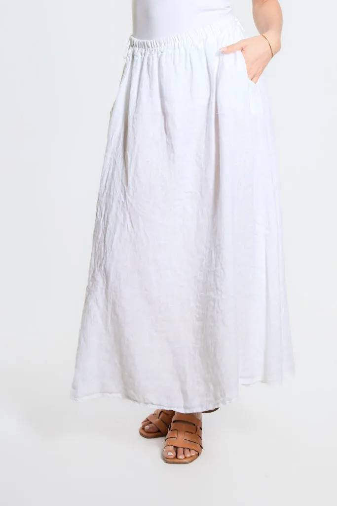 Angie A-Line Long Linen Skirt with Pockets (SL113)