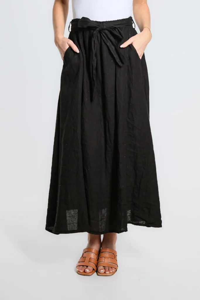 Angie A-Line Long Linen Skirt with Pockets (SL113)