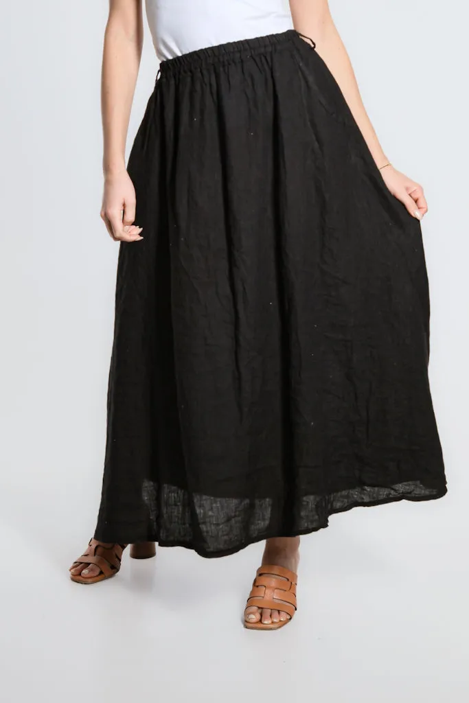 Angie A-Line Long Linen Skirt with Pockets (SL113)