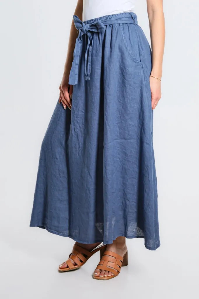 Angie A-Line Long Linen Skirt with Pockets (SL113)