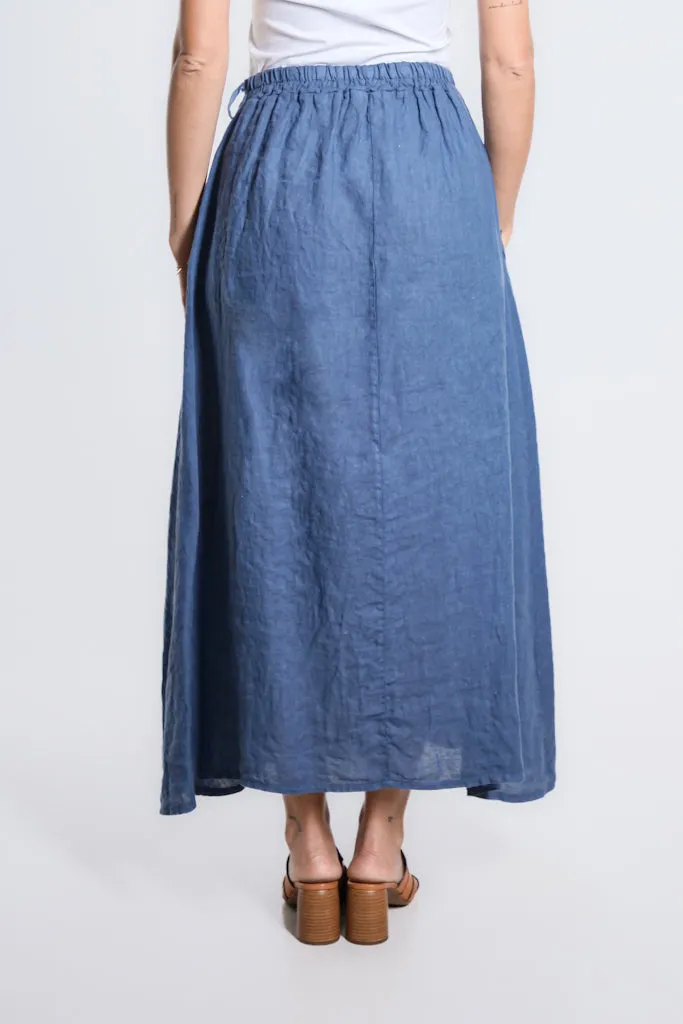 Angie A-Line Long Linen Skirt with Pockets (SL113)