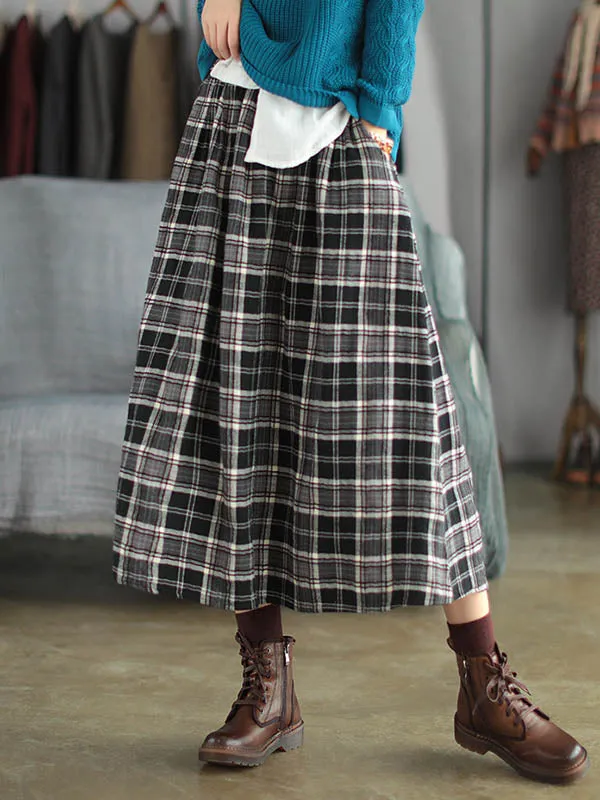 Artistic Retro Plaid A-Line Skirt