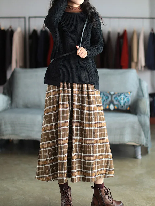 Artistic Retro Plaid A-Line Skirt