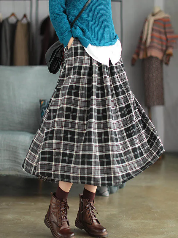 Artistic Retro Plaid A-Line Skirt