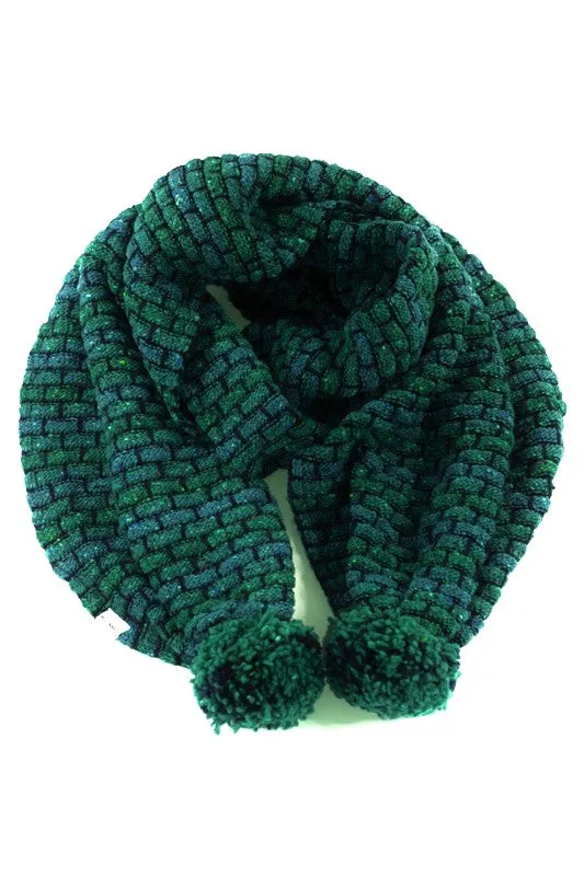 Basketweave Bobble Scarf - Jade - McConnell