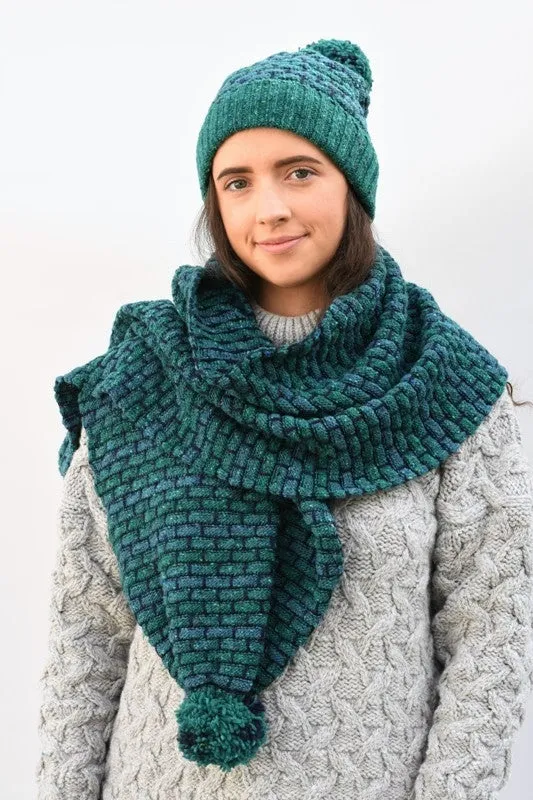 Basketweave Bobble Scarf - Jade - McConnell