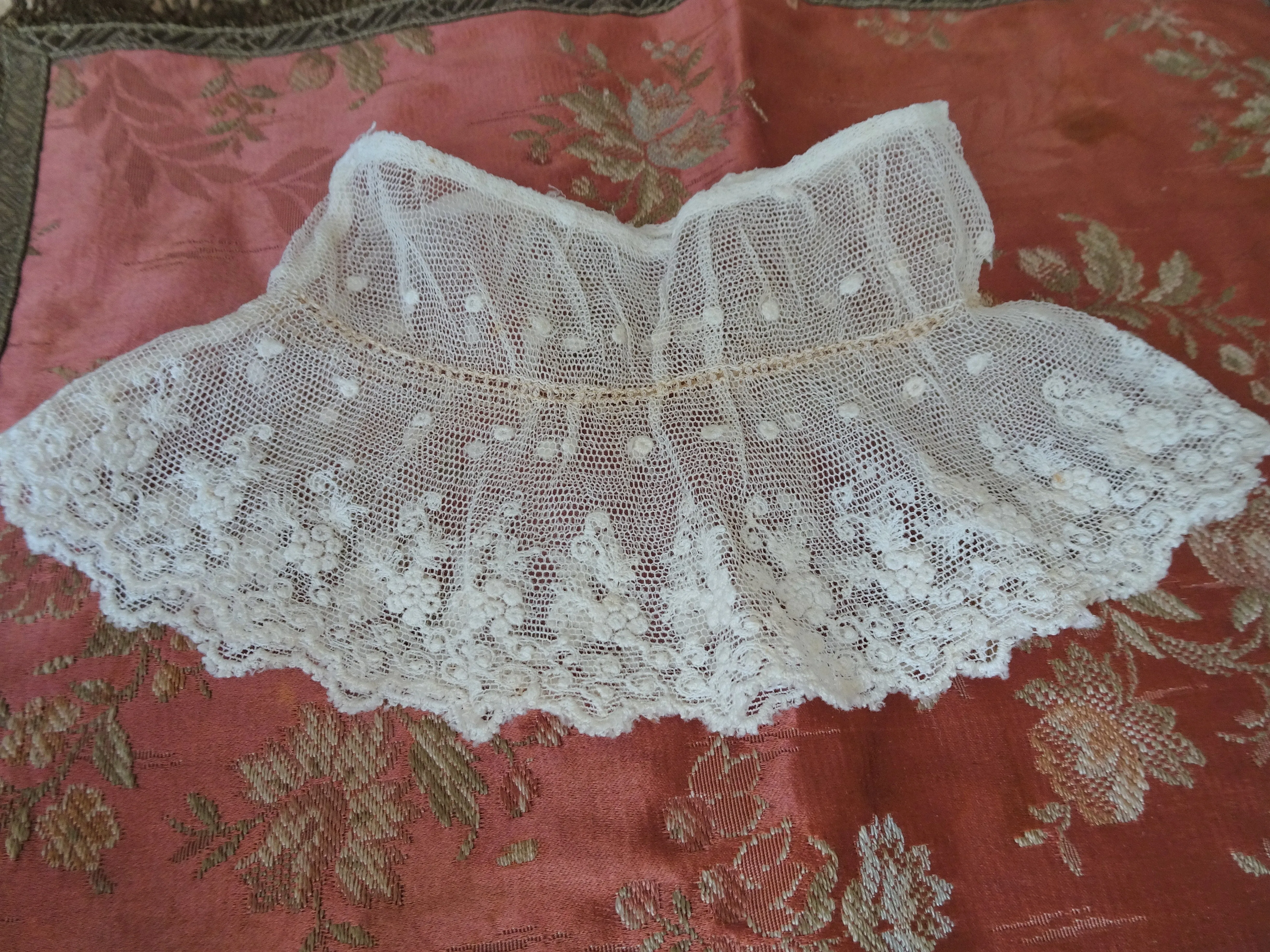 BEAUTIFUL Victorian French Netted Lace , Embroidered Netted Lace,Perfect For Dolls,Bridal Dress,Fine Heirloom Sewing, Collectible Antique Lace