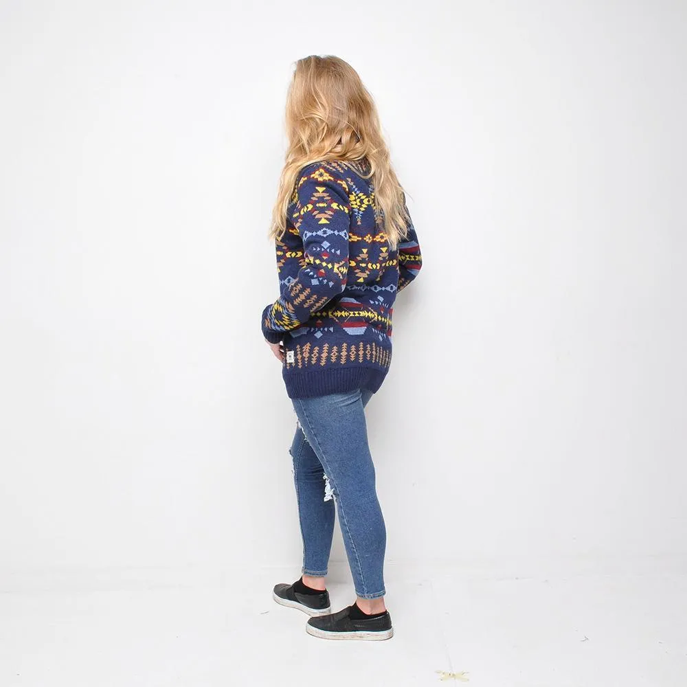 Bellfield - Aztec Cardigan - Womens Knitwear - Navy