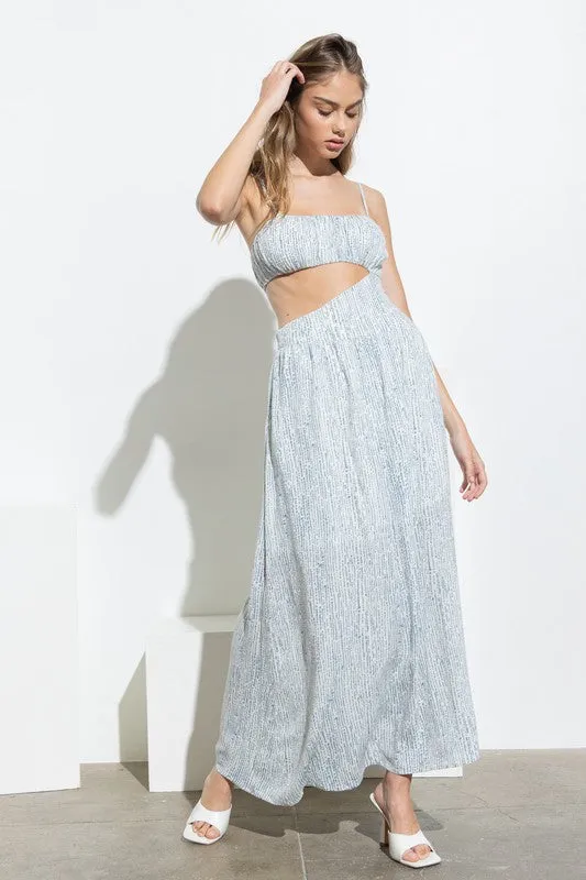 Blue Lilah Strap Waist Cut-out Maxi Dress