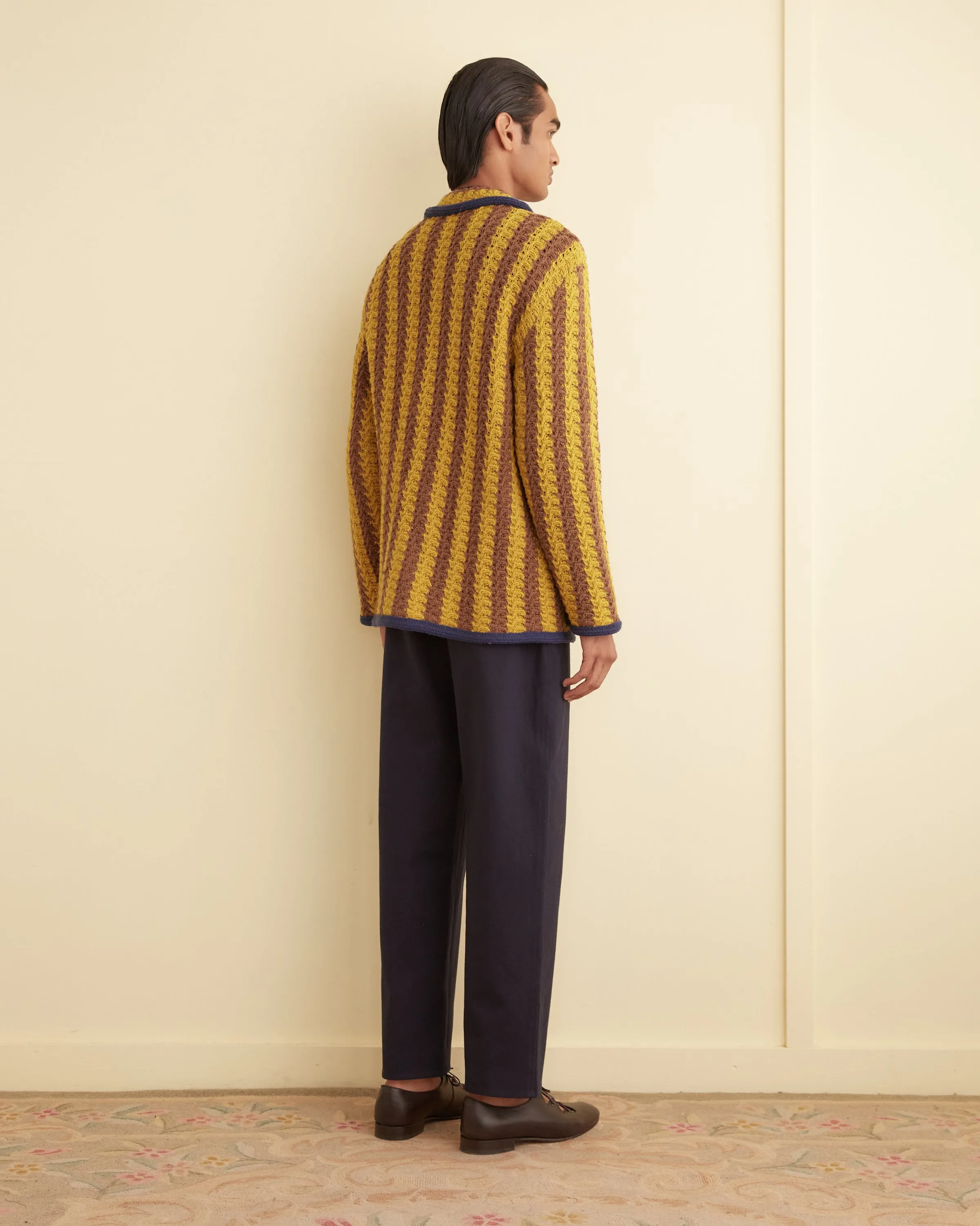 Bold Stripe Cardigan - Brown/Gold