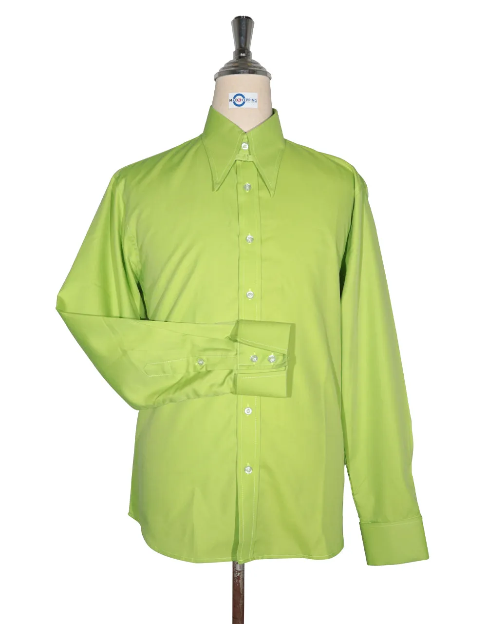 Bright Green Tab Collar Shirt