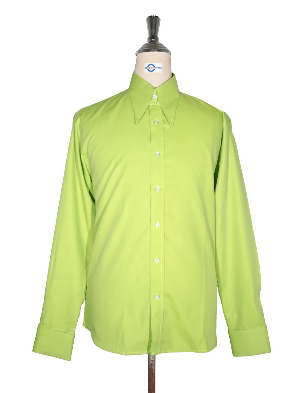 Bright Green Tab Collar Shirt