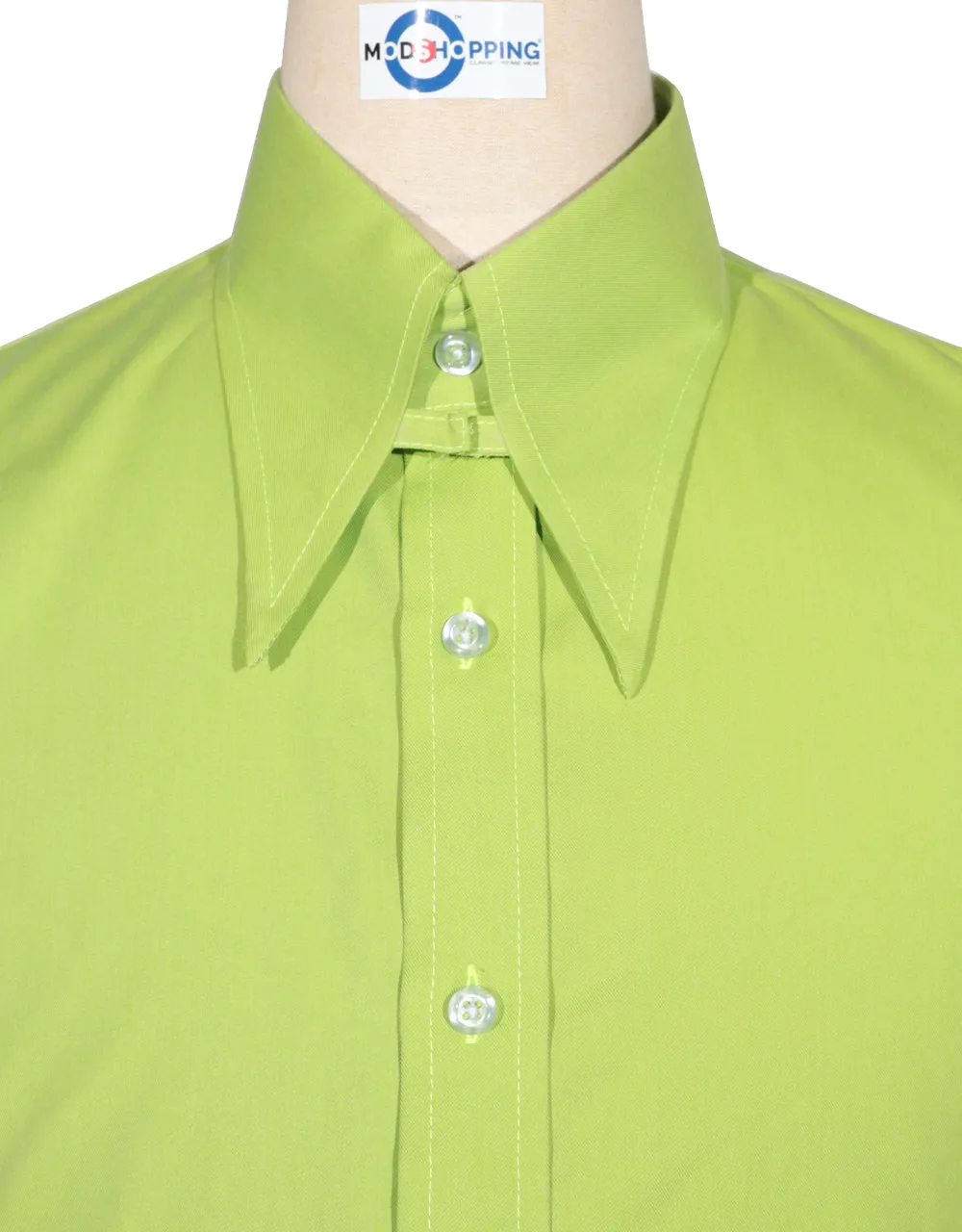 Bright Green Tab Collar Shirt