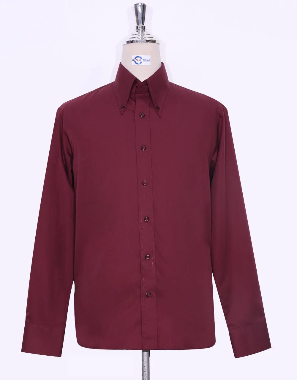 Burgundy Button Down Collar Shirt