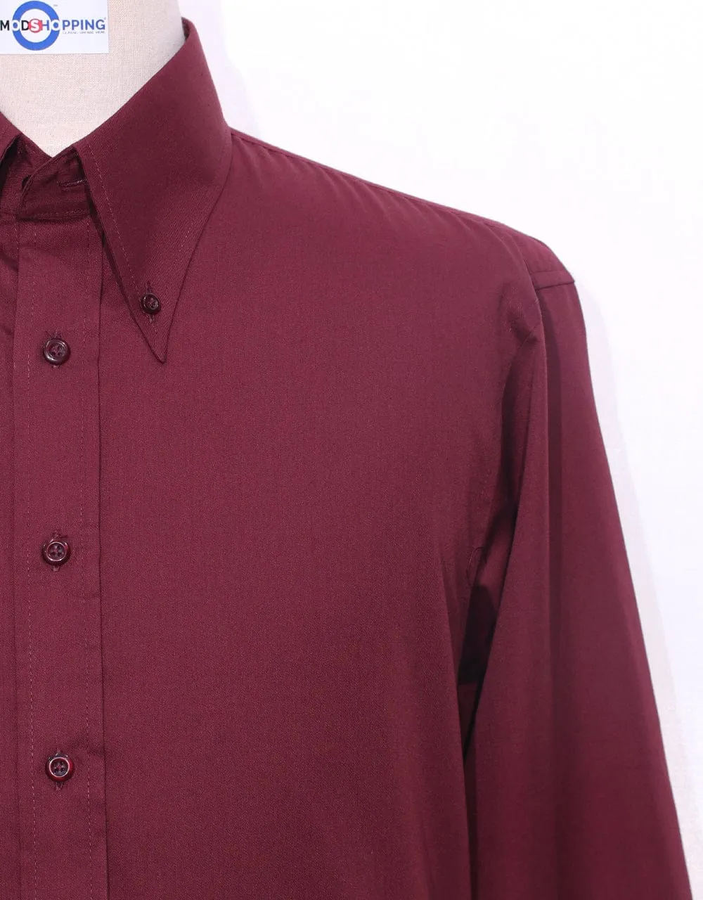 Burgundy Button Down Collar Shirt