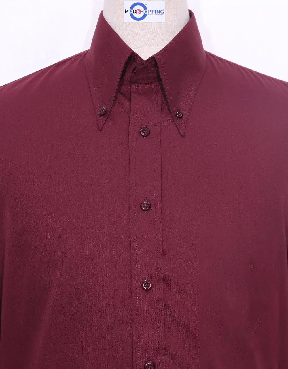 Burgundy Button Down Collar Shirt