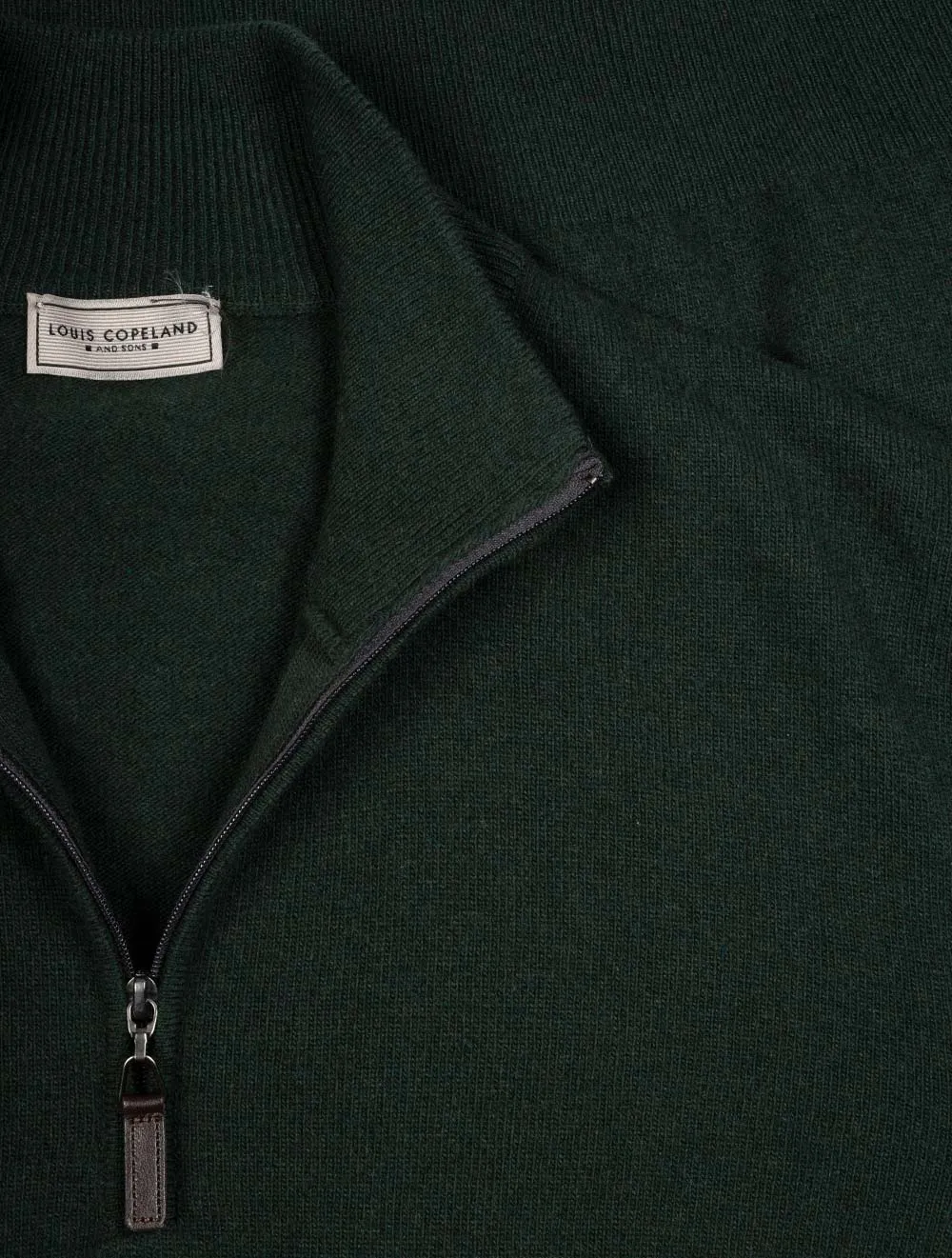 Cashmere & Merino Wool Half Zip Dark Green