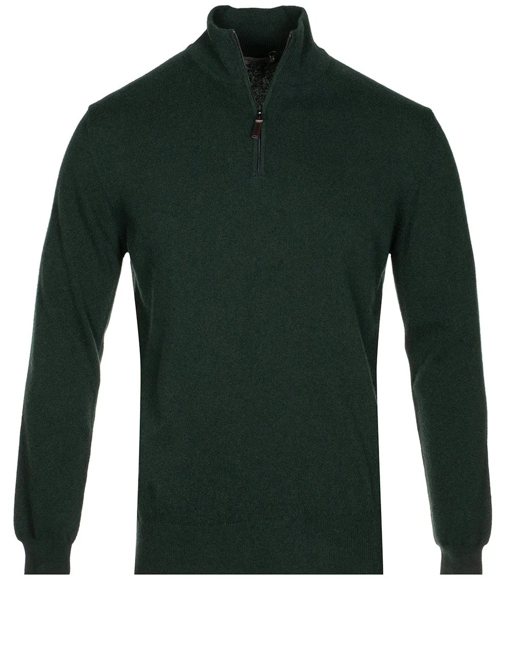 Cashmere & Merino Wool Half Zip Dark Green