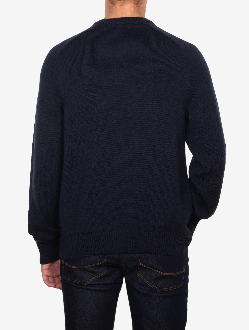 Casual Cotton Saddle Crew Neck Evening Blue