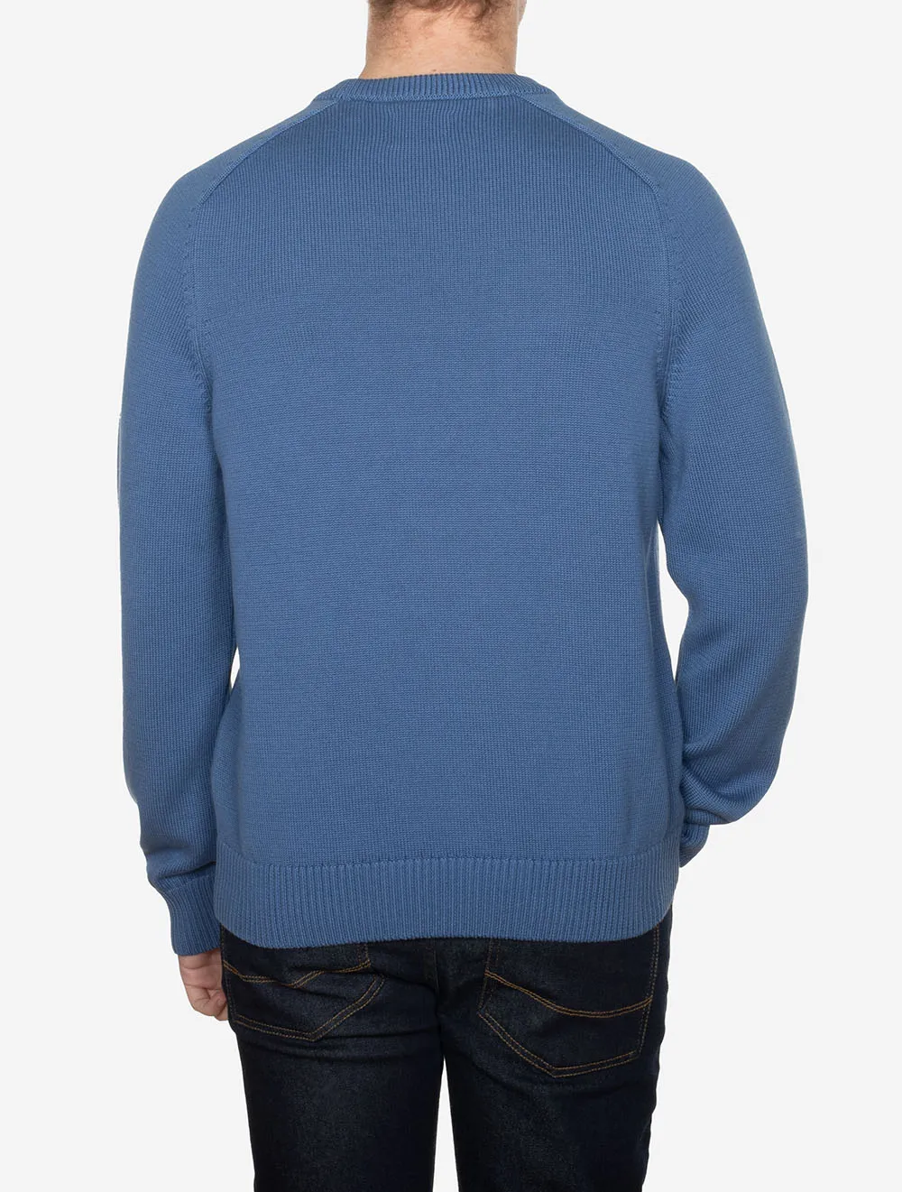 Casual Cotton Saddle Crew Neck Vintage Blue