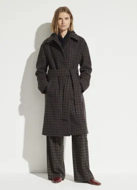 Check Plaid Wool Coat in Mahogany Plaid