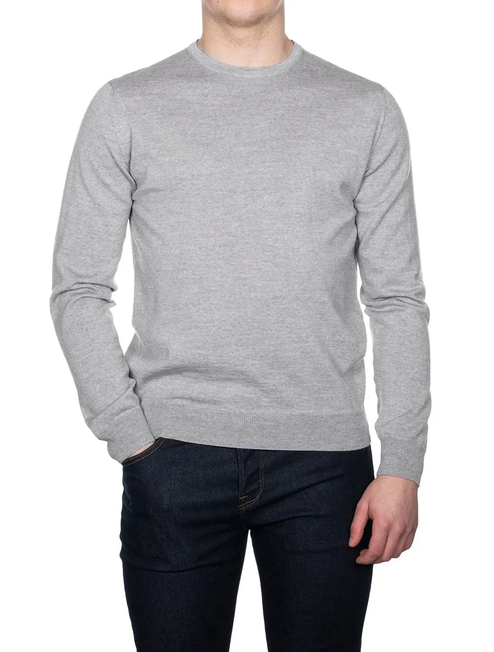 Crew Neck Knitwear Light Grey Melange