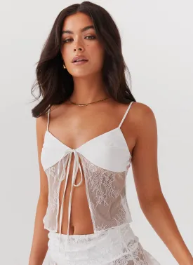 Deja Vu Lace Tie Top - White