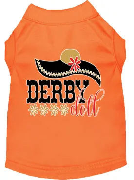 Derby Doll Screen Print Dog Shirt Orange Lg