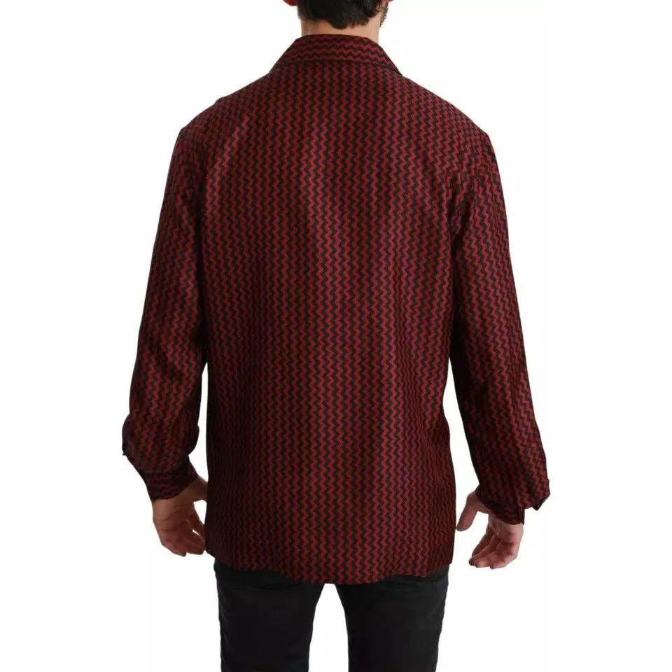 Dolce & Gabbana Black Red Zigzag Pattern Casual Shirt