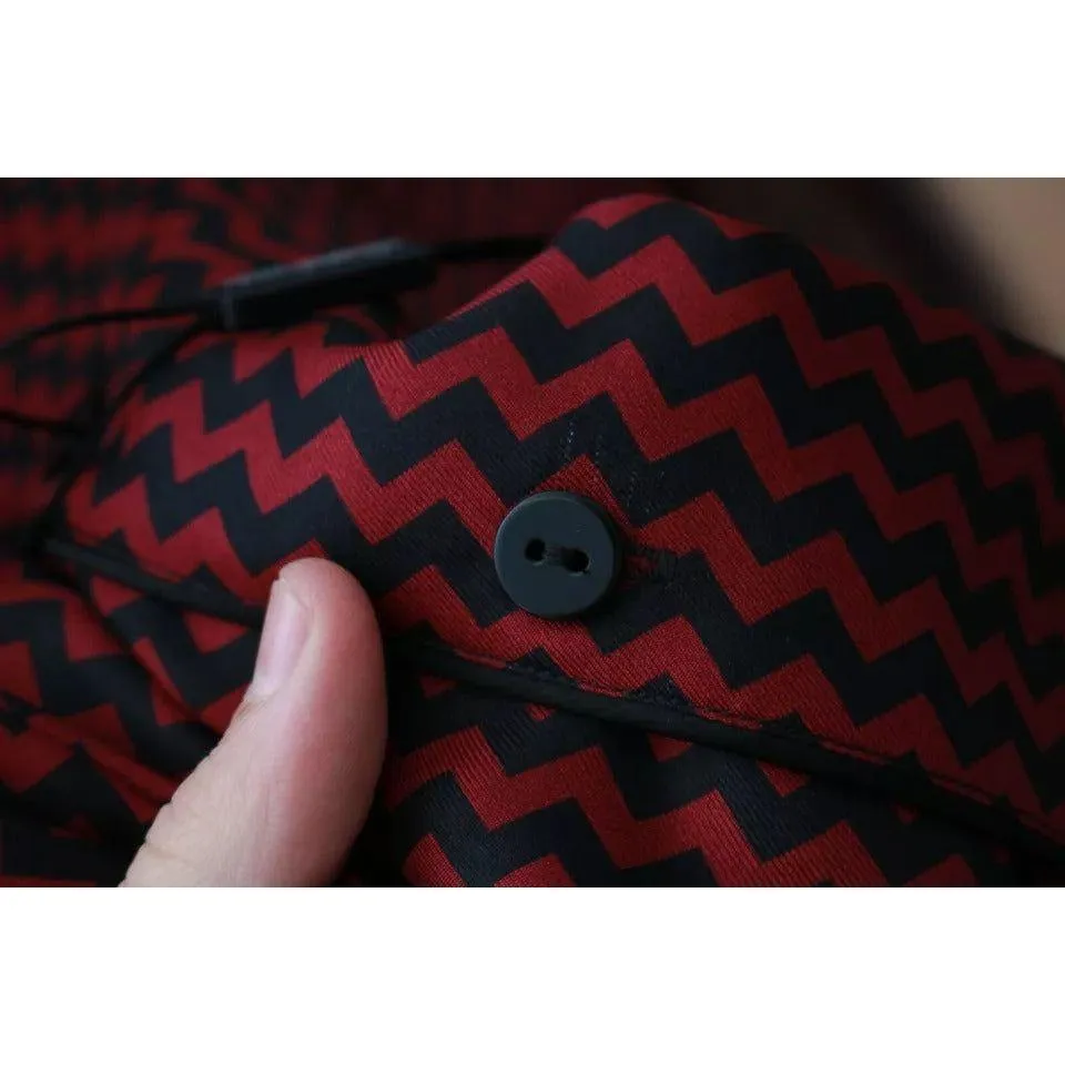 Dolce & Gabbana Black Red Zigzag Pattern Casual Shirt