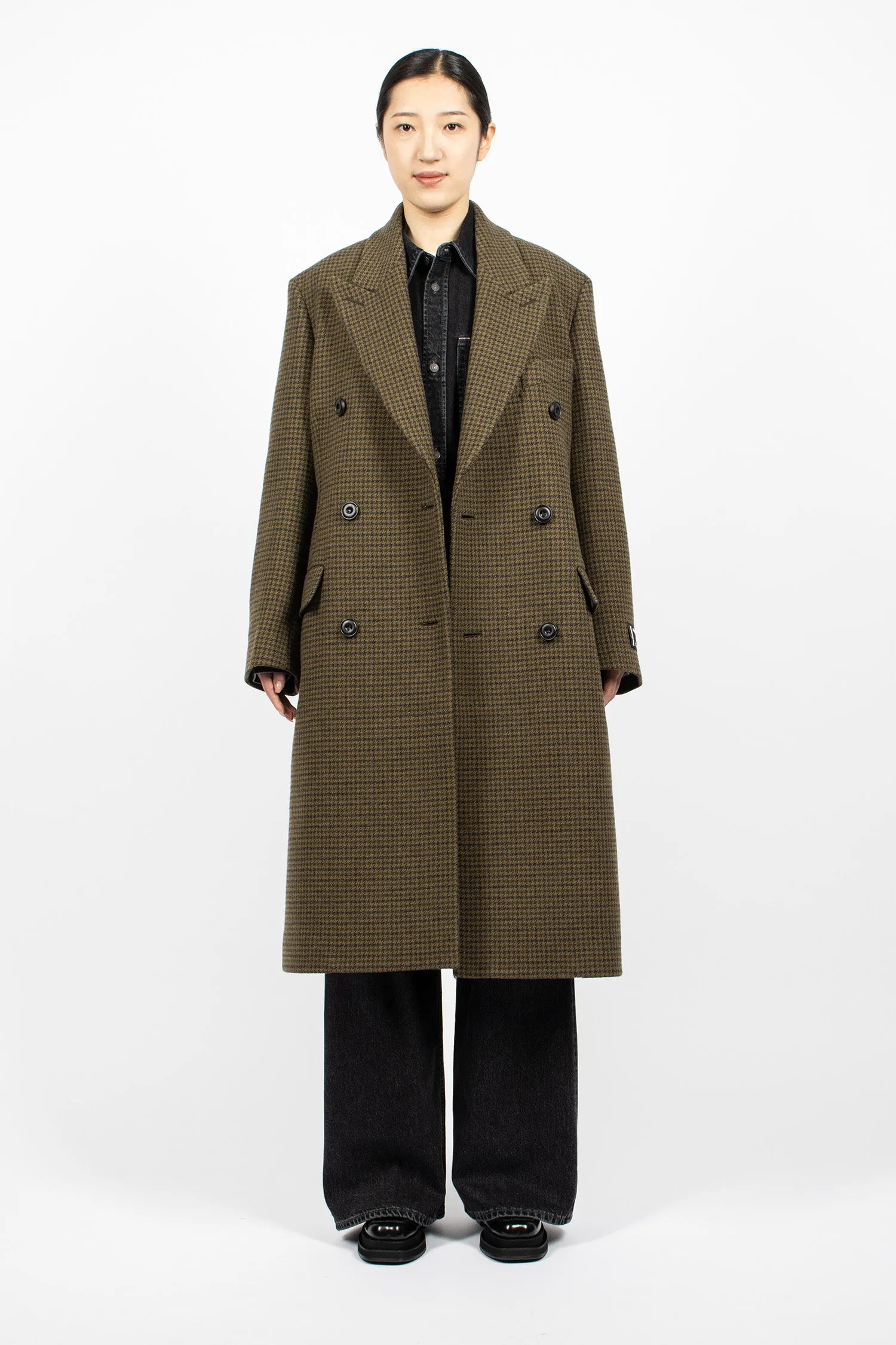 Double-Breasted Wool Coat Khaki Green