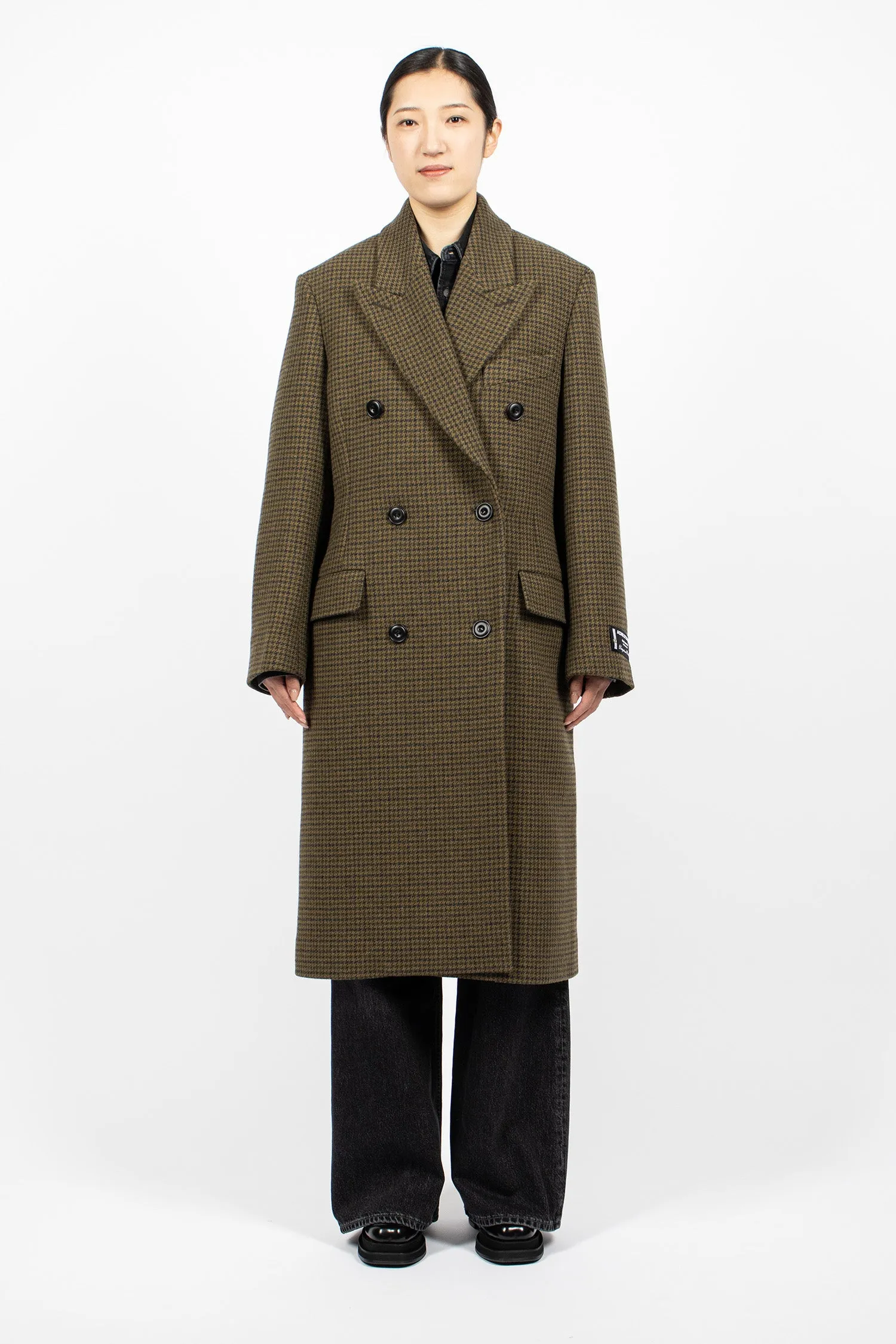 Double-Breasted Wool Coat Khaki Green