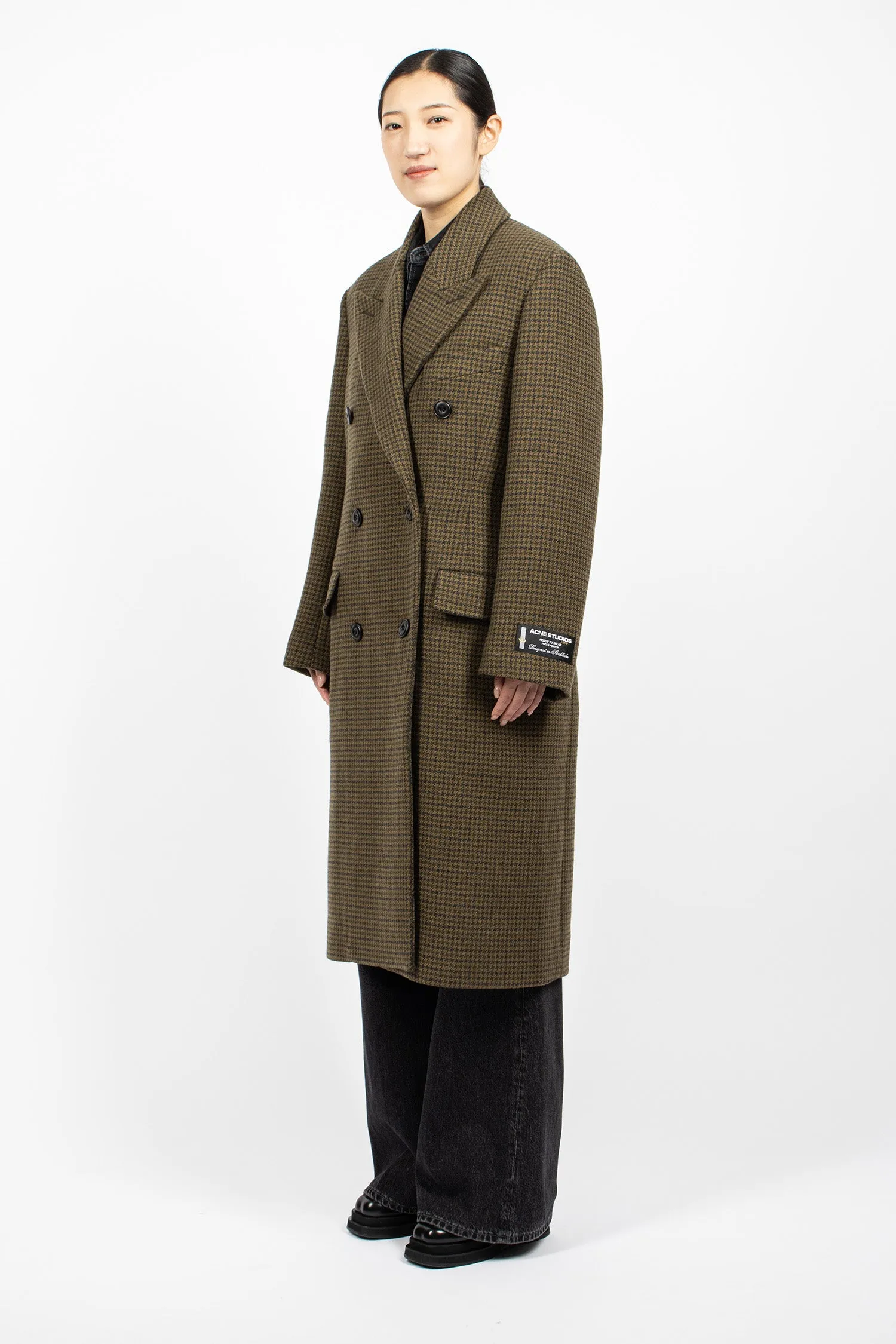 Double-Breasted Wool Coat Khaki Green