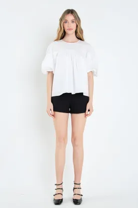 Dropped Shoulder Puff Sleeve Top