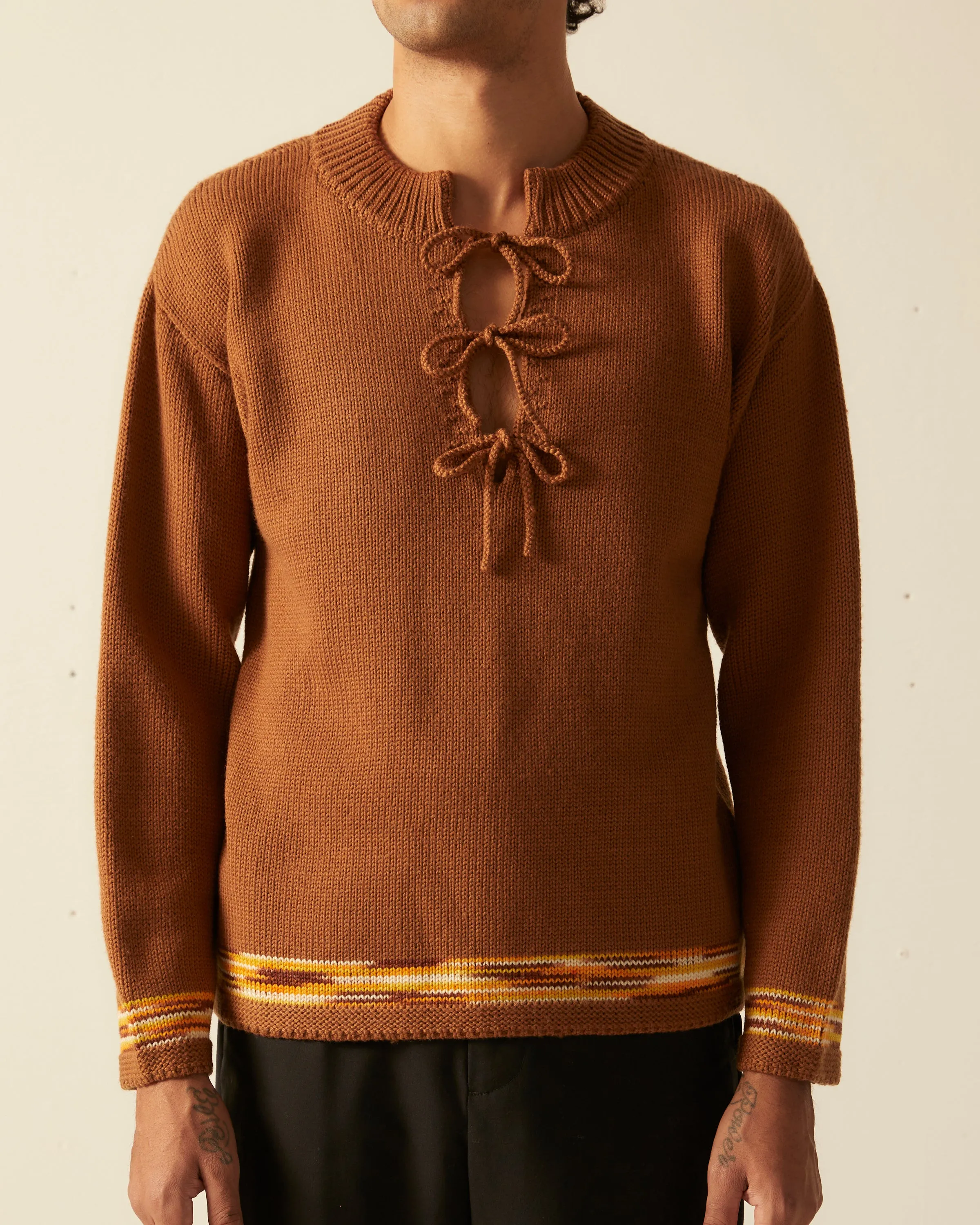 Edge Trim Pullover - Brown