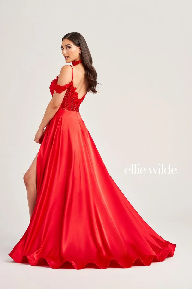 Ellie Wilde Off Shoulder Collar Prom Dress EW35029