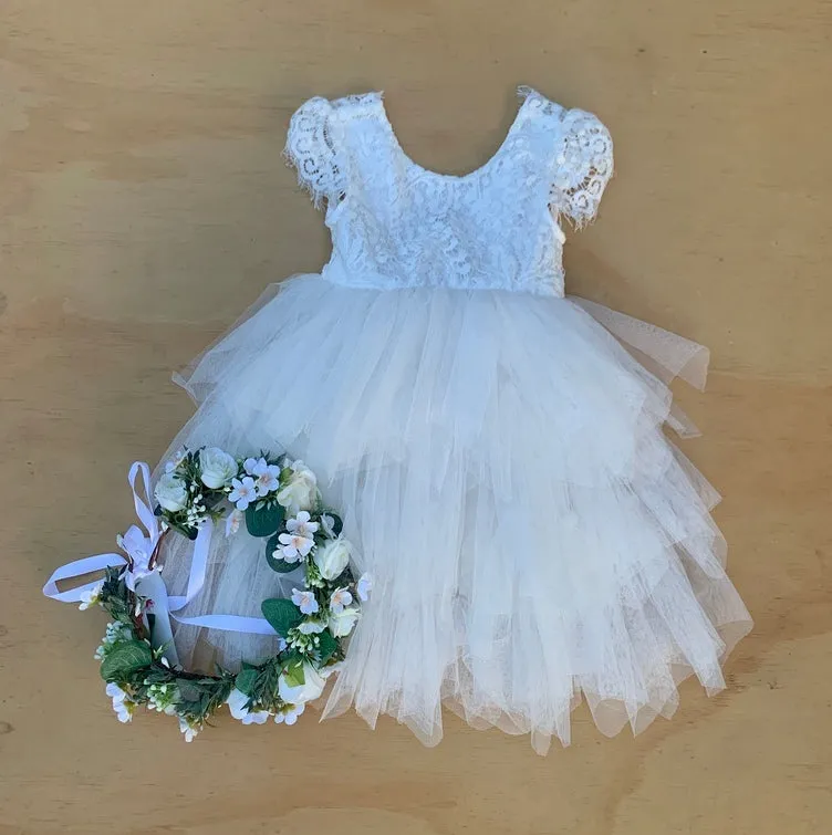 Felicity Capped Sleeve Ivory Girls Dress