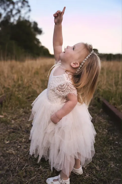 Felicity Capped Sleeve Ivory Girls Dress