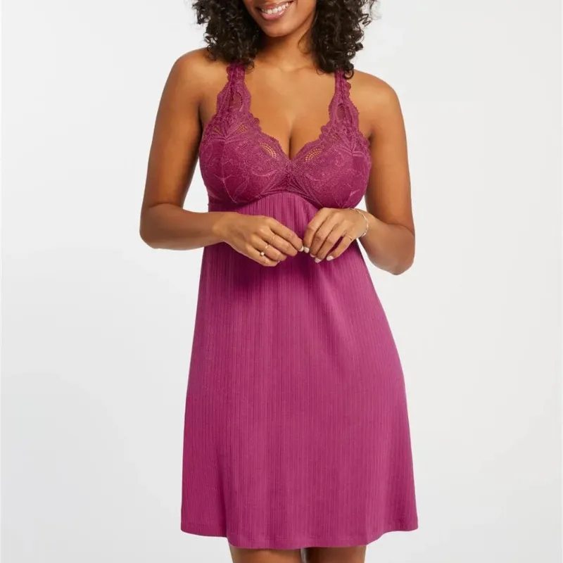 Fleur't Belle Époque Iconic Full Chemise Cranberry Pointelle